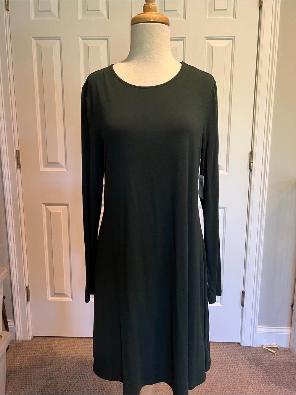 Old Navy Long Sleeve A-Line Dress in Dark Green